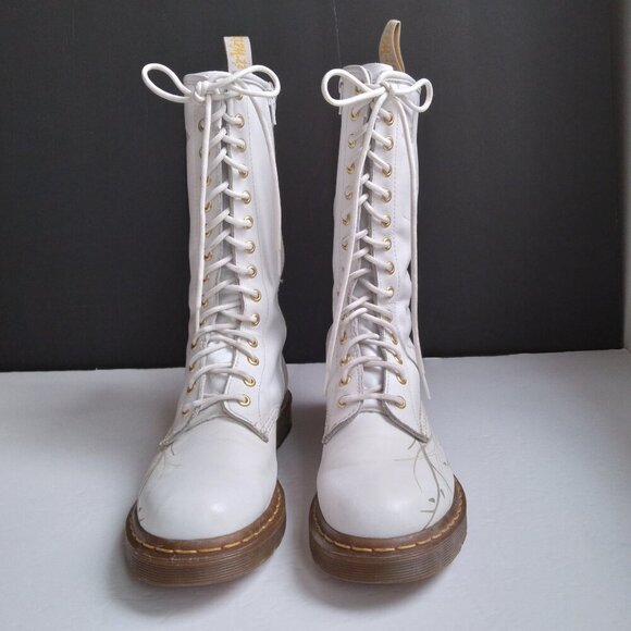 Vintage Dr Martens White Leather 'Deathmoth' Garden 14 Eyelet Zip Boot US Sz 9 - Picture 10 of 16
